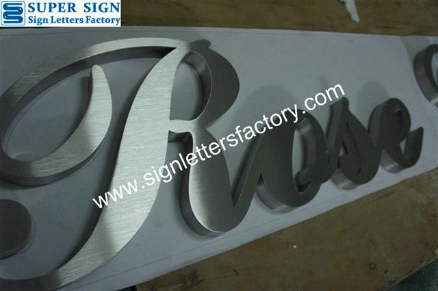 brushed stainless steel letter signage
